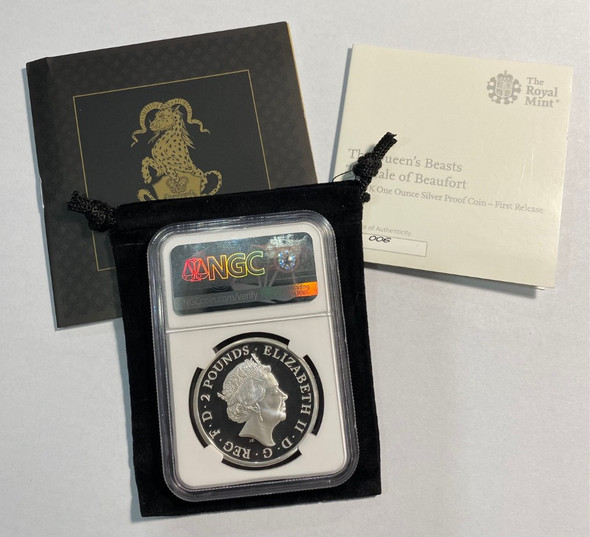 Great Britain: 2019 2 Pounds Queen's Beasts Yale of Beaufort 2 oz Pure Silver Coin Great Britain: 2019 2 Pounds Queen's Beasts Yale of Beaufort 2 oz Pure Silver Coin