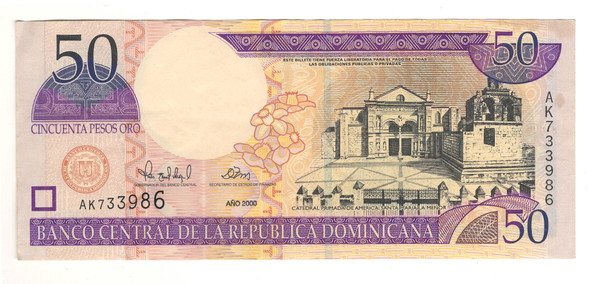 Dominican Republic: 2000 50 Peso Banknote P-161 Dominican Republic: 2000 50 Peso Banknote P-161