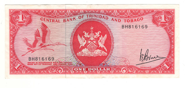 Trinidad and Tobago: 1964 $1 Banknote P-26 Trinidad and Tobago: 1964 $1 Banknote P-26