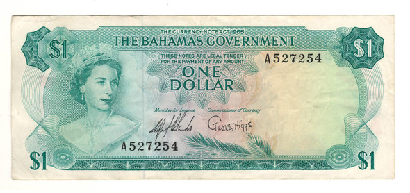Bahamas: 1965 $1 Banknote P-51 Bahamas: 1965 $1 Banknote P-51