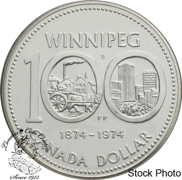 Canada: 1974 $1 Winnipeg Centennial Silver Dollar Coin