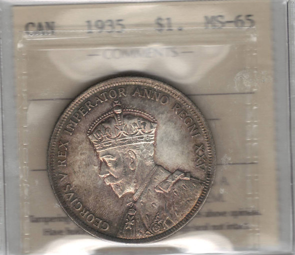 Canada: 1935 Silver Dollar ICCS MS65