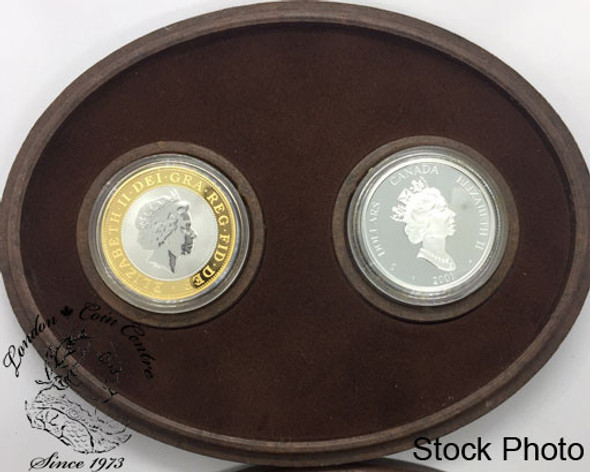 Canada: 2001 $5 Marconi 1st Wireless Trans-Atlantic Transmission 2 Silver Coin Set *Writing on Sleeve*