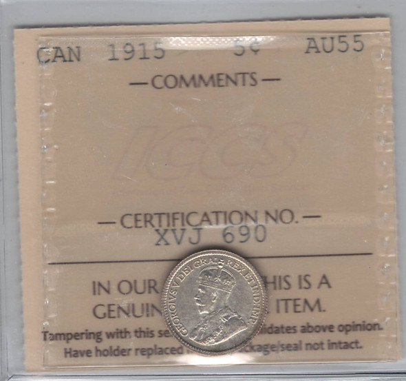 Canada: 1915 5 Cent ICCS AU55