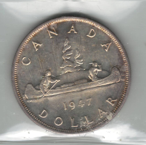 Canada: 1947 Silver Dollar Blunt 7 ICCS MS63