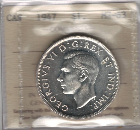Canada: 1947 Silver Dollar Blunt 7 ICCS MS63 #2
