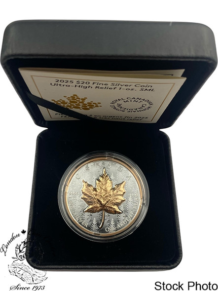 Canada: 2025 $20 Ultra High Relief 1 oz Silver Maple Leaf Pure Silver Coin Canada: 2025 $20 Ultra High Relief 1 oz Silver Maple Leaf Pure Silver Coin