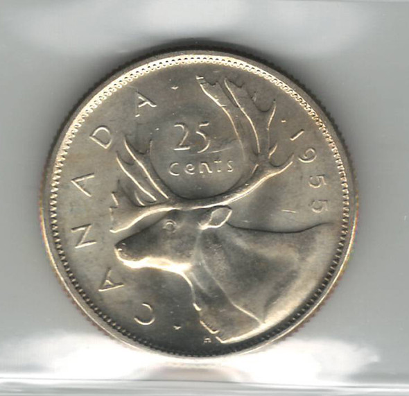Canada: 1955 25 Cents ICCS MS64