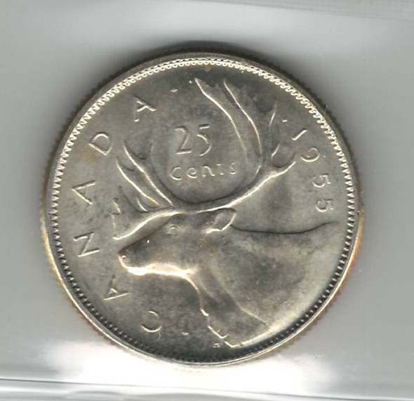 Canada: 1955 25 Cents ICCS MS65
