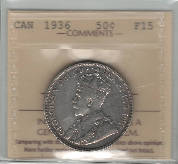 Canada: 1936 50 Cent ICCS F15