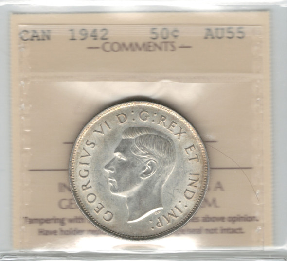 Canada: 1942 50 Cent ICCS AU55