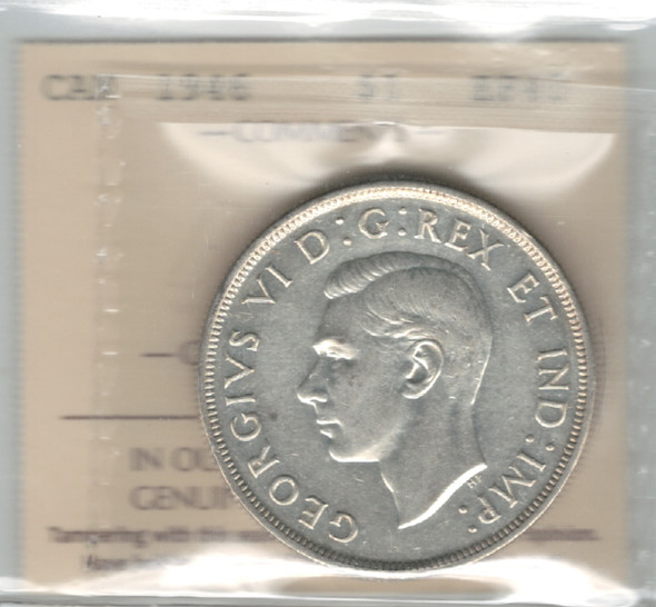Canada: 1946 $1 Silver Dollar ICCS EF40 #2