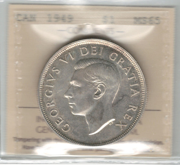 Canada: 1949 $1 Silver Dollar ICCS MS65 #2