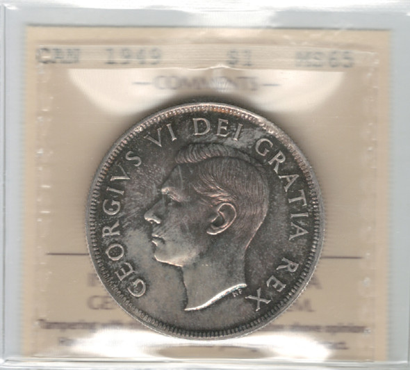 Canada: 1949 $1 Silver Dollar ICCS MS65 #4 Canada: 1949 $1 Silver Dollar ICCS MS65 #4