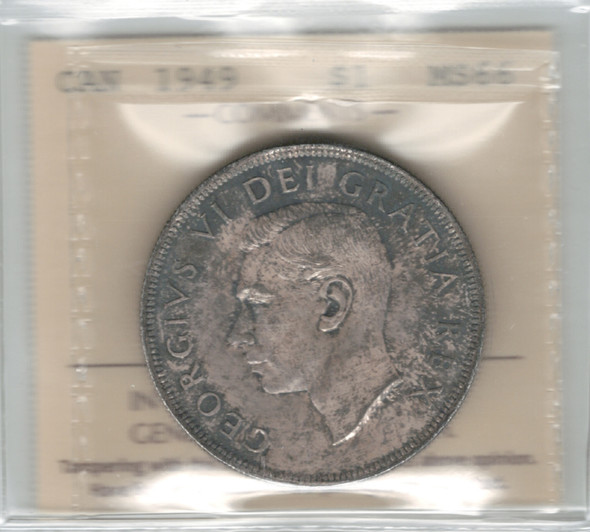 Canada: 1949 $1 Silver Dollar ICCS MS66 #2 Canada: 1949 $1 Silver Dollar ICCS MS66 #2