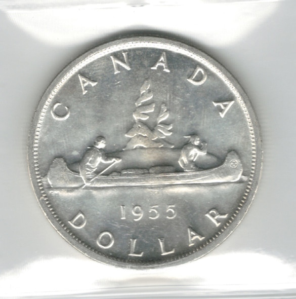 Canada: 1955 $1 Silver Dollar ICCS MS64 #3 Canada: 1955 $1 Silver Dollar ICCS MS64 #3