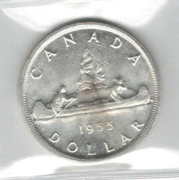 Canada: 1955 $1 Silver Dollar ICCS MS64 #4 Canada: 1955 $1 Silver Dollar ICCS MS64 #4