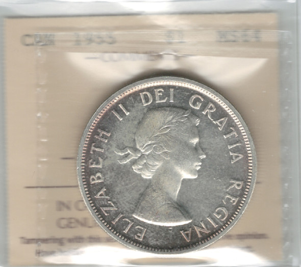 Canada: 1955 $1 Silver Dollar ICCS MS64 #5 Canada: 1955 $1 Silver Dollar ICCS MS64 #5