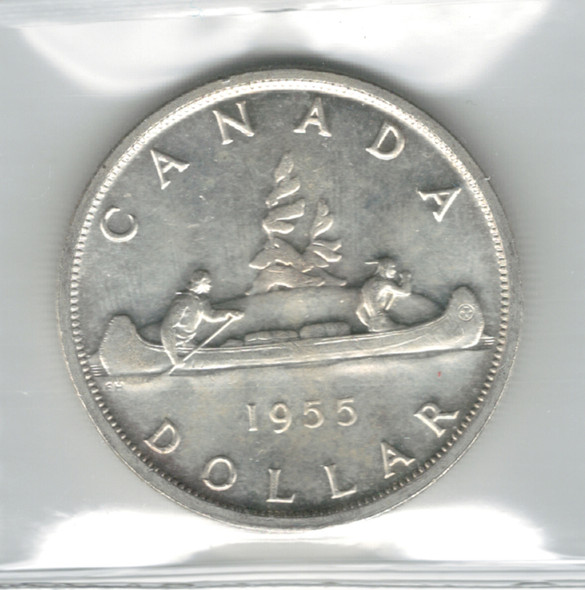 Canada: 1955 $1 Silver Dollar ICCS MS64 #5 Canada: 1955 $1 Silver Dollar ICCS MS64 #5
