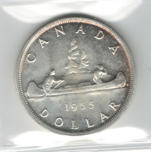 Canada: 1955 $1 Silver Dollar ICCS MS64 #6 Canada: 1955 $1 Silver Dollar ICCS MS64 #6