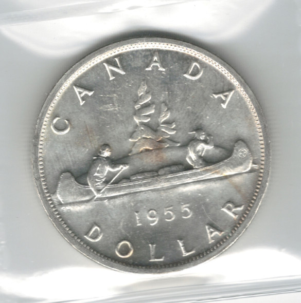 Canada: 1955 $1 Silver Dollar ICCS MS64 #7 Canada: 1955 $1 Silver Dollar ICCS MS64 #7