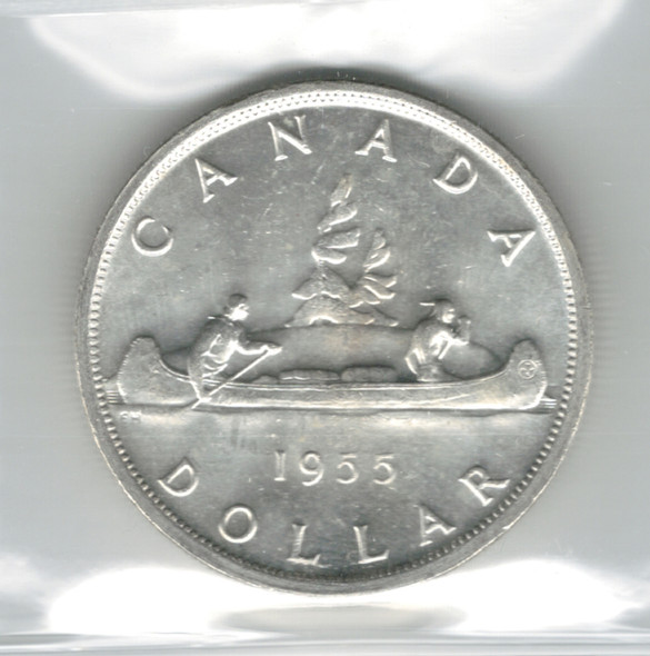 Canada: 1955 $1 Silver Dollar ICCS MS64 #8 Canada: 1955 $1 Silver Dollar ICCS MS64 #8