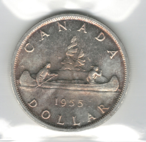 Canada: 1955 $1 Silver Dollar ICCS MS64 #9 Canada: 1955 $1 Silver Dollar ICCS MS64 #9