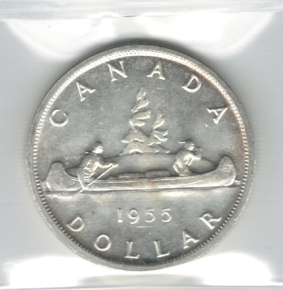 Canada: 1955 $1 Silver Dollar ICCS MS64 #17 Canada: 1955 $1 Silver Dollar ICCS MS64 #17