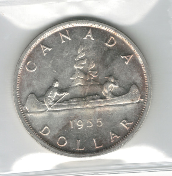 Canada: 1955 $1 Silver Dollar ICCS MS64 #18 Canada: 1955 $1 Silver Dollar ICCS MS64 #18