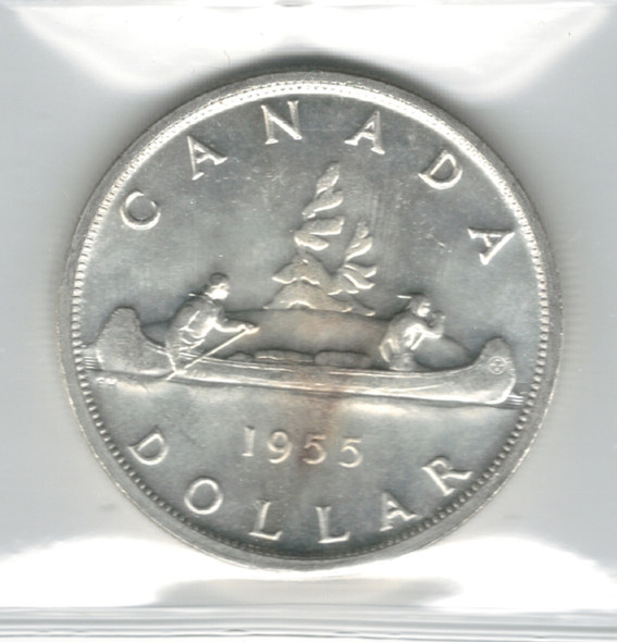 Canada: 1955 $1 Silver Dollar ICCS MS64 #23 Canada: 1955 $1 Silver Dollar ICCS MS64 #23