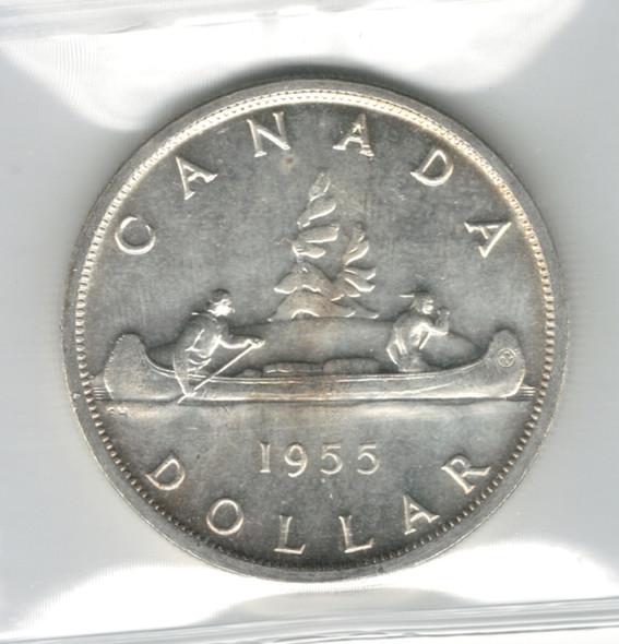 Canada: 1955 $1 Silver Dollar ICCS MS64 #24 Canada: 1955 $1 Silver Dollar ICCS MS64 #24