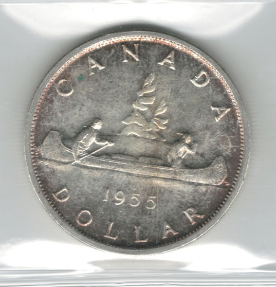 Canada: 1955 $1 Silver Dollar ICCS MS64 #25 Canada: 1955 $1 Silver Dollar ICCS MS64 #25