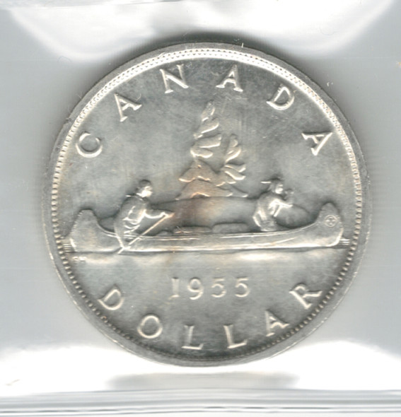 Canada: 1955 $1 Silver Dollar ICCS MS64 #26 Canada: 1955 $1 Silver Dollar ICCS MS64 #26