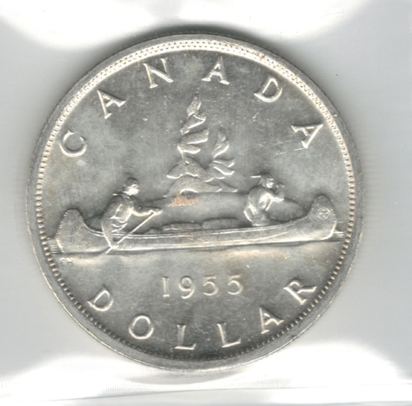 Canada: 1955 $1 Silver Dollar ICCS MS64 #27 Canada: 1955 $1 Silver Dollar ICCS MS64 #27