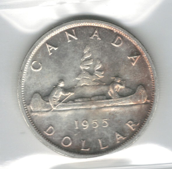 Canada: 1955 $1 Silver Dollar ICCS MS64 #29 Canada: 1955 $1 Silver Dollar ICCS MS64 #29