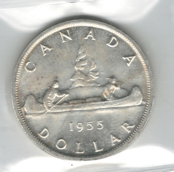 Canada: 1955 $1 Silver Dollar ICCS MS65 Canada: 1955 $1 Silver Dollar ICCS MS65