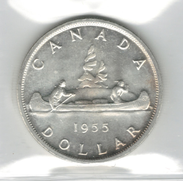 Canada: 1955 $1 Silver Dollar ICCS MS65 #3 Canada: 1955 $1 Silver Dollar ICCS MS65 #3