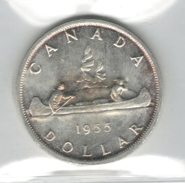 Canada: 1955 $1 Silver Dollar ICCS MS65 #4 Canada: 1955 $1 Silver Dollar ICCS MS65 #4