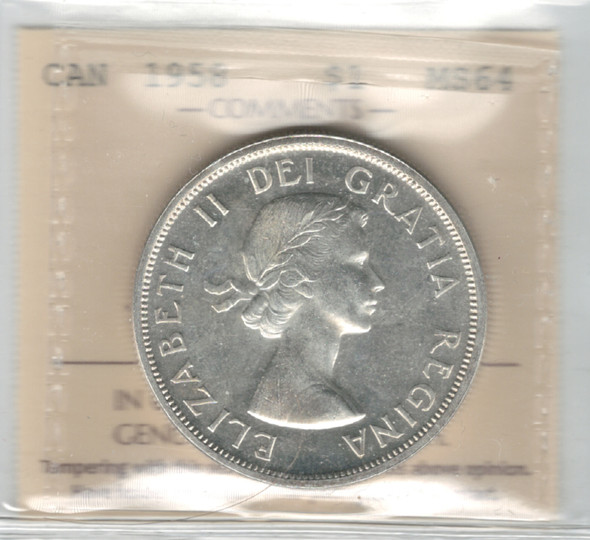 Canada: 1958 $1 Silver Dollar ICCS MS64 #2 Canada: 1958 $1 Silver Dollar ICCS MS64 #2