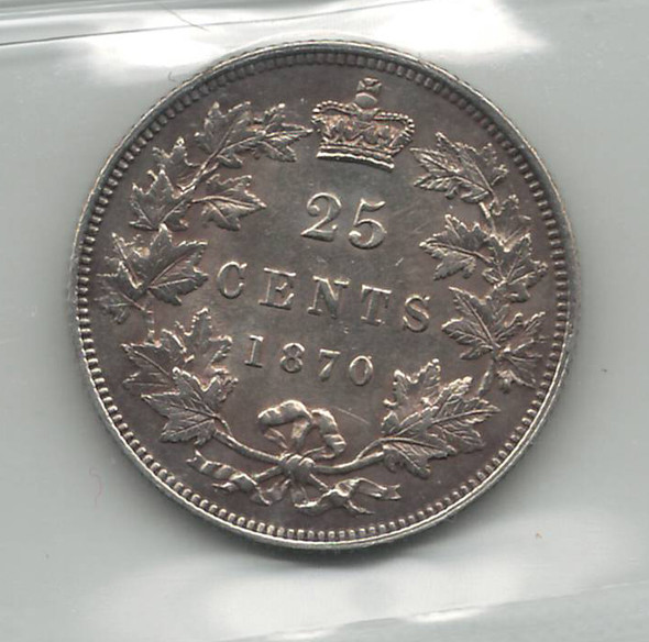Canada: 1870 25 Cent Obverse 1 ICCS AU50