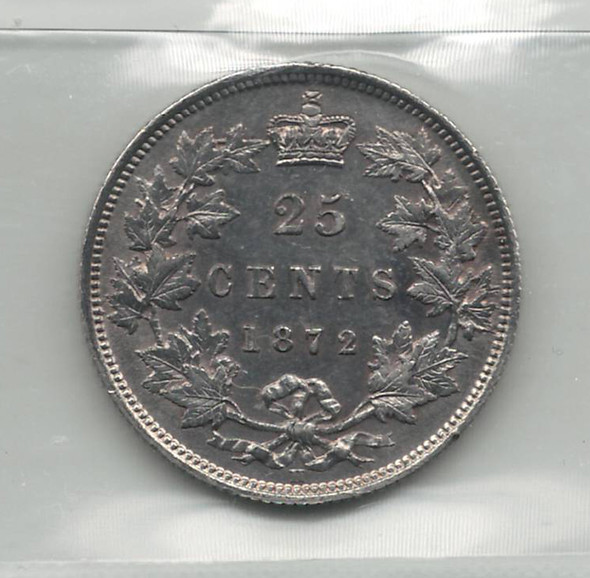 Canada: 1872H 25 Cent Obverse 2 ICCS EF40