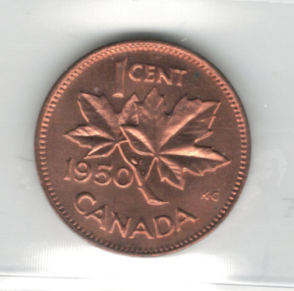 Canada: 1950 1 Cent ICCS MS65 Red