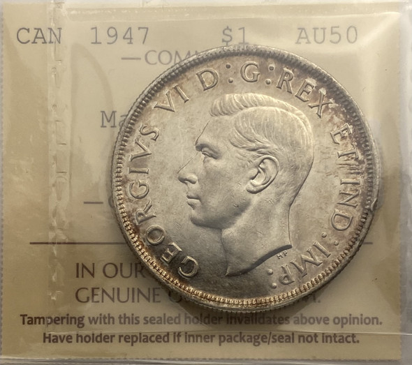 Canada: 1947 $1 ML ICCS AU50 Canada: 1947 $1 ML ICCS AU50