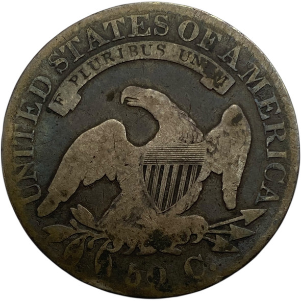 United States: 1823 50 Cent Broken 3 Capped Bust Half Dollar VG8