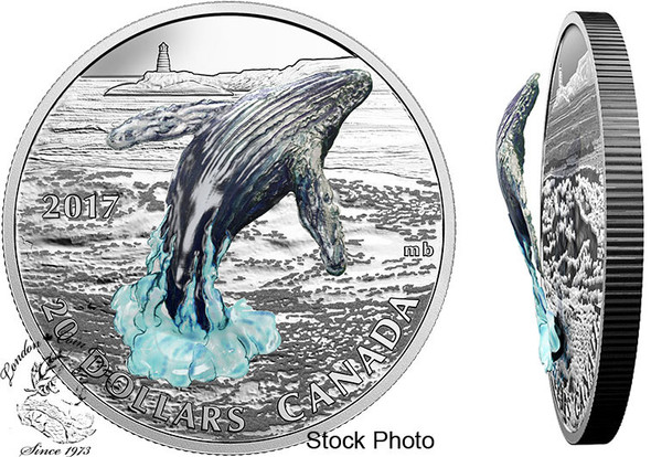 Canada: 2017 $20 Three-Dimensional Breaching Whale Coin *No Outer Box*