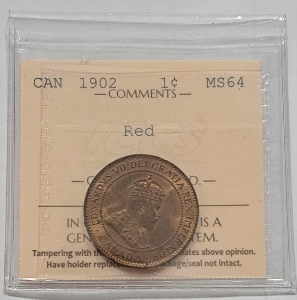 Canada: 1902 1 Cent ICCS MS64 RED Canada: 1902 1 Cent ICCS MS64 RED
