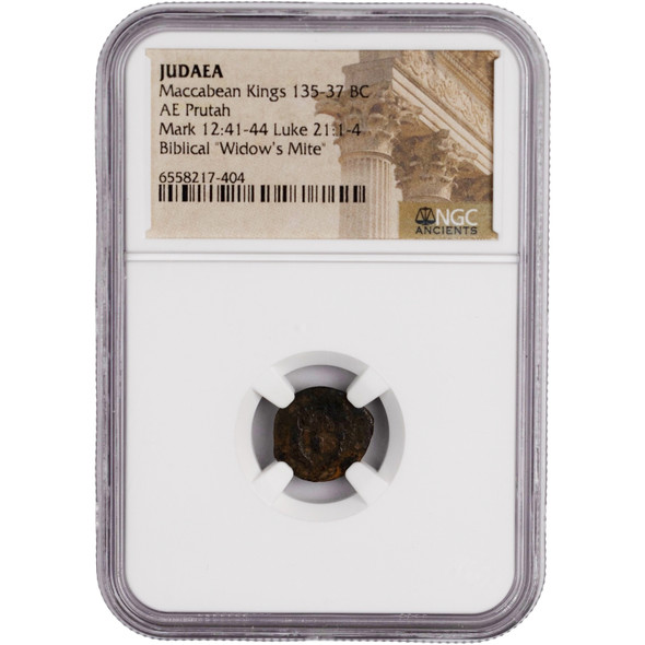 Roman Judaea:  Maccabean Kings 135-37 BC AE Prutah NGC Certified #5