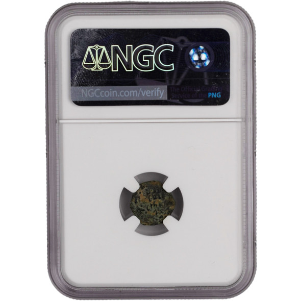 Roman Judaea:  Maccabean Kings 135-37 BC AE Prutah NGC Certified #6