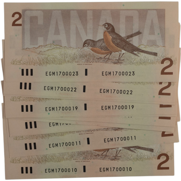 Canada: 1986 $2 Bank Of Canada Banknotes 14 in Sequence EGM