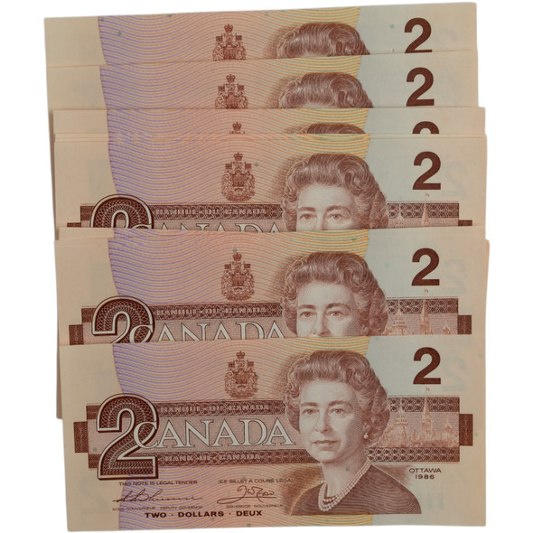 Canada: 1986 $2 Bank Of Canada Banknotes 25 in Sequence EGM